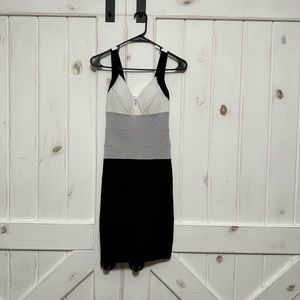 Candie’s Black, White, and Grey Form Fitting Tank Mini Dress